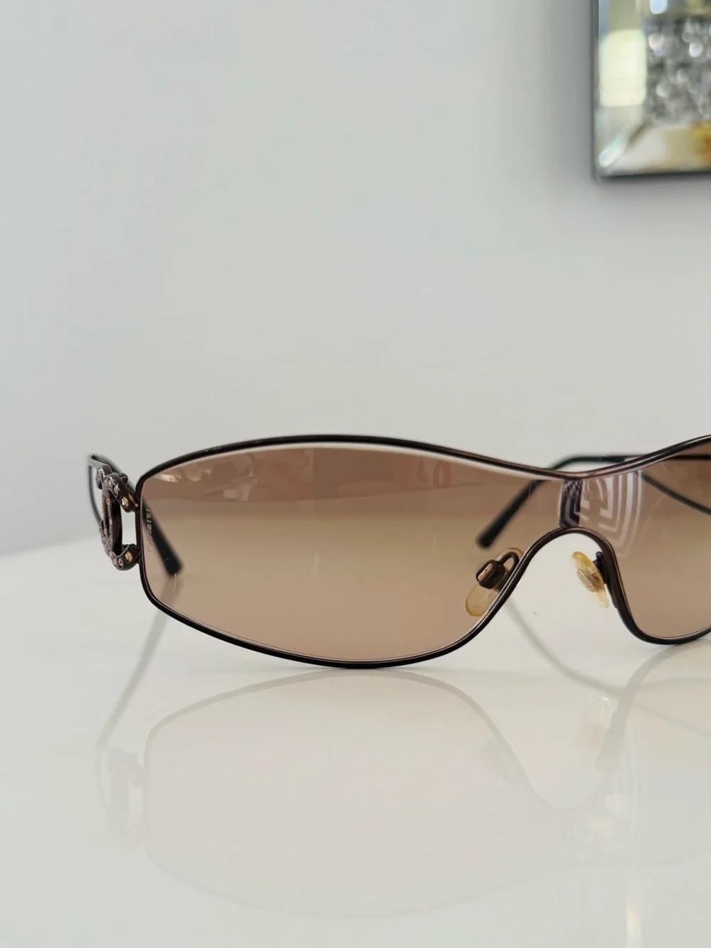 RARE 🍒 Vintage Authentic Chanel rhinestone CC sunglasses ✨